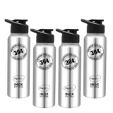 Pigeon by Stovekraft Inox hydra 700ml pack of 4 Stainless Steel Drinking Water Bottle 700ml Flipper Cap – Silver (1 year Warranty)