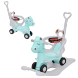 Amazon Brand – Jam & Honey 3-in-1 Ride-On and Rocker with Parental Handle | for Kids 2-5 Years Old | Non-Toxic PE | Durable and Safe with Seat Belt | BIS Approved | Blue