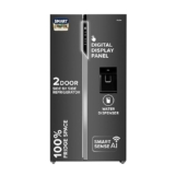 Haier SmartChoice 596L 3Star 2-Door Water Dispenser Side by Side Frost Free Refrigerator|Convertible|Smart Sense AI | Expert Inverter|Digital Display Panel (2025 Model, HRS-682WGKU1, Graphite Black)