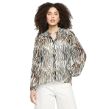 Pepe Jeans Women’s Regular Fit Shirt Collar Animal Print Peasant Top