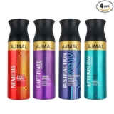 Ajmal Nemesis, Captivate Advanced, Distraction, and Afterglow Advanced Deodorant Perfume 200ML Each – Unisex Pack of 