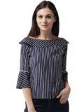 Style Quotient Women Navy Blue & White Striped Top