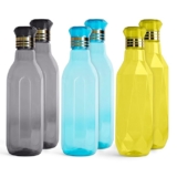 HomeWiz Kitchen Unbreakable Plastic Water Bottle I Leak Proof I BPA Free Food Grade Fridge Water Bottle I Ideal for Gym, Office, Home, Travel, College, Easy to Clean, 1 Litre Each, Set of 6, Assorted