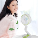 Ozoy Powerful Rechargeable Table Fan with LED Light for Home, Office Desk, High Speed, Table Fan For Kitchen (LR-2018-FAN-GREEN-1)