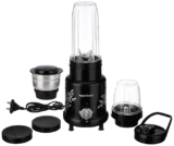 AMAZON BASICS NUTRI BLENDER WITH THREE JARS AND LIDS, STAINLESS-STEEL BLADES, ANTI-SKID (500 W, 21000 RPM, 600 ML BLENDING JAR, 300 ML GRINDING JAR AND 400 ML CHUTNEY JAR)