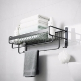 Premium Aluminum Folding Towel Rack in Bathroom, Towel Rod for Bathroom with Hooks and Hangers, Towel Holder in Bathroom, 24 Inche