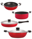 Nirlon Non Stick Coated Heat Resistance Pfoa Free Aluminium Kitchenware Gift Set of 4 Pieces (FP13_KD13_DKD(J)_CS24)