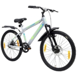 Avon Buke Spike 24T MTB Bicycles for Men|Tyre: 24 inches, Frame Size: 15.9” Steel |Chainwheel with PVC Disc, Short Bend | Suspension Fork & Front & Rear Disc Break (Matt Grey)
