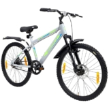 Avon Buke Spike 24T MTB Bicycles for Men|Tyre: 24 inches, Frame Size: 15.9” Steel |Chainwheel with PVC Disc, Short Bend | Suspension Fork & Front & Rear Disc Break (Matt Grey)