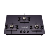 GREENCHEF Kelvin Hob Auto Ignition Glass Top Gas Stove (3 Burner), Tempered Glass, Black