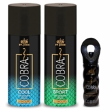 ST.JOHN Cobra Perfume Body Spray For Men & Women | 24 Hours Freshness Long Lasting Deodrant Live & Sports 150 ml each & Cobra Perfume 15ml (Pack of 3)