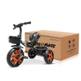 Kidsmate Ninja Plug N Play Durable Kids/Baby Tricycle, Storage Basket, Cushion Seat and Seat Belt for 12 Months to 48 Months Boys/Girls/Carrying Capacity Upto 30 Kgs (Black-Orange)