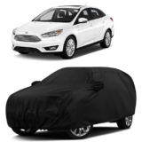 Sulfar 100% Water Resistant Car Body Cover Compatible with Mirror for Ford Focus (Triple Stitched, Full Bottom Elastic, Black)