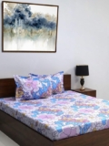 Bombay Dyeing Queen Sheet Set, 100% Pure Cotton, 120 Thread Count, Queen Size Bedsheet with 2 Pillow Covers, Super Soft, Epigram Bedsheets Collection (Sage Blue)