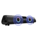Nu Republic Party Box 20 Bluetooth Soundbar with X-Bass Technology, 52mm Dynamic Drivers, Upto 16 Hrs Playtime, Multiple RGB LED Lights, 20 W Output (Black, 2.0 Channel)