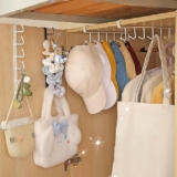 Wolpin 1 Pc Multiple Hooks Hanger Dressing Table Wardrobe Clothes Storage Over The Door Organizer Rack for Hairband, Scarf, Bags, Cups Kitchen Multipurpose, White