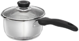 Amazon Brand – Solimo Stainless Steel Saucepan With Glass Lid, Induction Base (14 Cm, 1Liter)