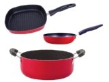 Nirlon Non-Stick Aluminium Cookware Set of 3 Pieces Red Color(CVG_CS24_GP24)