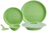 SignoraWare Round Plastic Dinner Set | Set of 23 Pcs | Plastic Dinnerware | BPA Free | Food Grade | Unbreakable | Microwave, Dishwasher Safe | Stylish, Modern, Colourful & Affordable | Parrot Green
