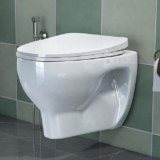 Plantex Ceramic Rim Western Commode/P- Trap Washdown Wall Hung Commode for Toilet with Soft Close Toilet Seat Cover – (Cascade, White)