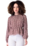 FabAlley Women’s Blush Floral Waist Cut Out Peplum Top