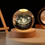 One94Store 3D Galaxy Crystal Ball Night Lamp,Creative Engraved Crystal Ball Night Light,USB Power LED Wooden Base Crystal for Home Decoration Birthday Gift for Teens, Boys, Girls (Galaxy)(Warm White)
