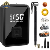UN1QUE Cordless Tyre Inflator for Car, 150PSI Car Air Pump, 2X Faster Inflation with Accurate Pressure LCD Display, 4400mAh Portable Air Pump for Motorcycles, Bikes Automotive Car Accessories, Black