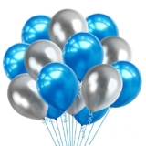 HEMITO Premium Metallic Latex Balloons Pack of 50 Blue and Silver Balloons for Decoration (Blue, Silver, Pack of 50)