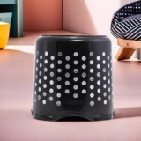 Kuber Industries Stackable Stool for Sitting | Light Weight & Space-Saving Stool for Kitchen, Home & Office | Ideal for Living Room, Balcony & Garden | Dot Comfy- Black