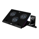 GAMDIAS Aether M1 | Triple Fan Laptop Cooling Pad Upto 19′, 2 USB Port, 7 Adjustable Height Angles | LCD Display,10 RGB Modes for Gaming Laptop, Powerful Cooling Pad | Adjustable 1300 RPM Speed