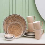 JCPL Fine Porcelain Textures Ground Dinner Set (Set of 16), for Family of 4, Ceramic Crockery Set, Dinner Plates, Kitchen Set for Home, Dining Set for Dinner, Microwave & Dishwasher Safe Plates