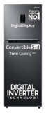 Samsung 301 L, 3 Star, Convertible 5-in-1 Digital Inverter with Display Frost Free Double Door Refrigerator (RT34C4523B1/HL, Black Matt, 2025 Model)