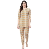 idaLia Yellow Floral Night Suit Set