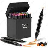 Cable World Dual Tips 48 Colors Markers Set, Art Markers for Adult Coloring Books, Artist Drawing Sketch Markers Set with Fine & Brush Tip (48 Pcs)