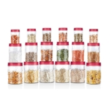 MILTON Vitro PET Canister Set of 18 (6x230ml, 6x600ml, 6x1180ml) Airtight, Food Grade, Transparent, Stackable, For Grains, Pulses, Spices, Cereals, Cookies, Dry Fruits, Fridge Storage Container