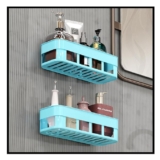 Wall Mounted Bathroom Shelf | ABS Plastic No-Drill Self Adhesive Organizer | Waterproof Shelf for Bathroom & Kitchen (Blue, Pack of 2)