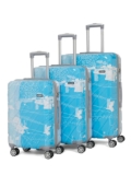 Teakwood World Large Set of 3 Cabin Size Trolley Bag Polycarbonate 360 Degree 8 Wheels Luggage Bag with TSA Lock, Adjustable Handle Trolley Bags for Travel, Suitcase for Travel | Blue