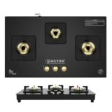 Milton Champion Top Hob Cooktop 3 Burners Gas Stove | Manual Ignition | 8mm Toughened Glass Top | ISI Certified | | 360 Degree Nozzle | Modern Premium Design | 1 Year Manufacturer’s Warranty -Black
