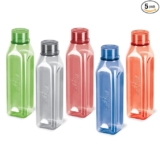 MILTON Prime Pack of 5 Water Bottles, 1 Litre Each, Reusable Plastic Fridge Bottle Set, BPA Free and Leak Proof Bottles for Travel, Work, Assorted