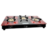 MILTON Premium Red Manual Ignition Glass Top Gas Stove,1-Year Manufacturer’s Warranty (ISI Certified) (3 Burner)