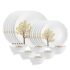 Cello Opalware Dazzle Series Secret Garden Dinner Set, 35 Units | Opal Glass Dinner Set for 6 | Light-Weight, Daily Use Crockery Set for Dining | White Plate and Bowl Set