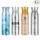 Ajmal AVID Pour Homme, Silver Shade, Shadow, and Evoke Silver Edition Him Deodorant Perfume 200ML Each – Pack of 4 for Men