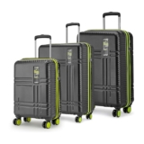 Safari Zany Recessed TSA Lock, 8 Wheels, Hardside (Cabin & Check-in) Polycarbonate Trolley Spinner Luggage Set of 3, Black Color 55Cm, 67Cm & 78Cm, Small, Medium, Large