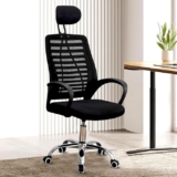 Casa Copenhagen,Mesh Office Desk Chair,Rocking Chairs Ergonomic Computer Chair Adjustable High with Headrest and Comfortable Armrest Swivel Chair – Charcoal Black & Black Handle