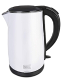 Black+Decker BXKE1703IN 2150-Watt 1.7 Liter Double Wall Protection Stainless Steel Electric Kettle | 2-year Warranty (White)