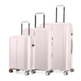 Nasher Miles The Line Hard-Sided Polypropylene Luggage Set of 3 | 55cm, 65cm & 75cm | 8 Wheels Small, Medium & Large Trolley Bag for Travel | Suitcase (White)