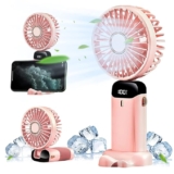 Ozoy Powerful Rechargeable Table Fan with LED Light for Home, Office Desk, High Speed, Table Fan For Kitchen (MIKY-HAND FAN-PINK)