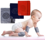 BabyMoon Baby Knee pads for Crawling, Anti-Slip Padded Stretchable Elastic Cotton Soft Breathable Comfortable Knee Cap Elbow Safety Protector (Pack of 3 Pairs, Red, Blue & Grey)