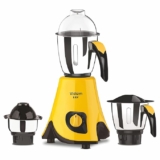 Vidiem Mixer Grinder 610 A Lilly (yellow) | 650 Watts Mixer Grinder with 3 Leakproof Jars with self-lock for wet & dry spices chutneys & curries | 2 Years Warranty
