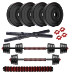 Amazon Brand – Symactive PVC 3-in-1 Convertible Dumbbells Set